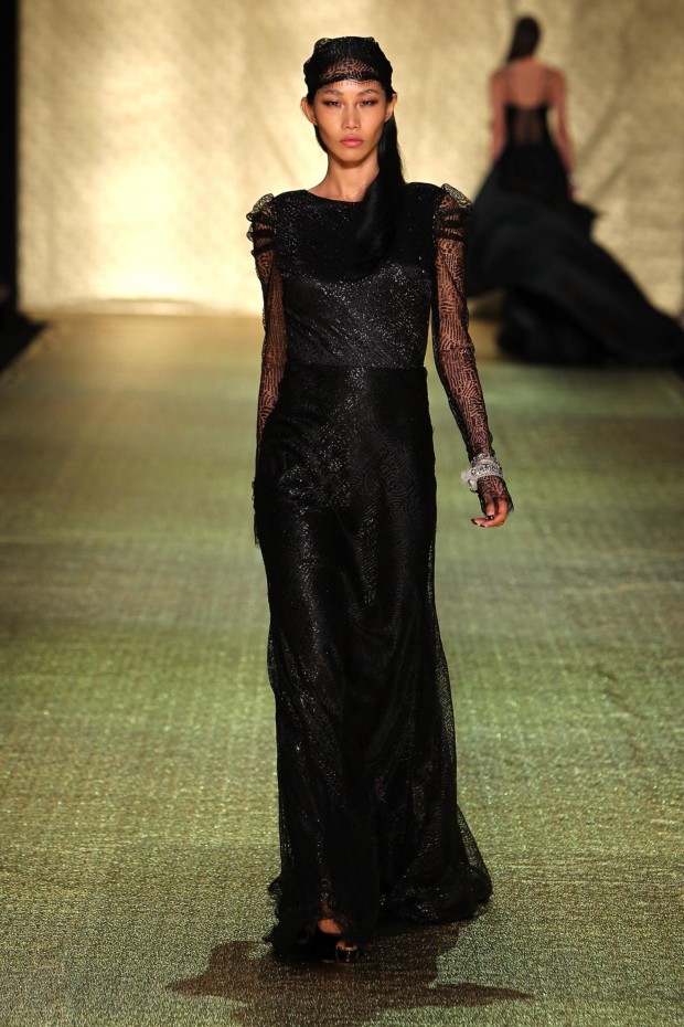 Johanna Johnson Luxor Collection at MBFWA Black Long Sleeved Gown