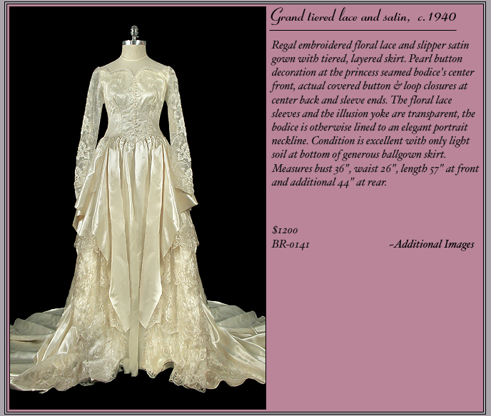 1940s Satin & Lace Bridal Gown