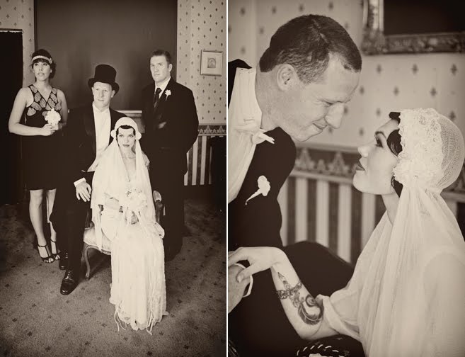 1920s inspired bride in Juliet Cap Veil