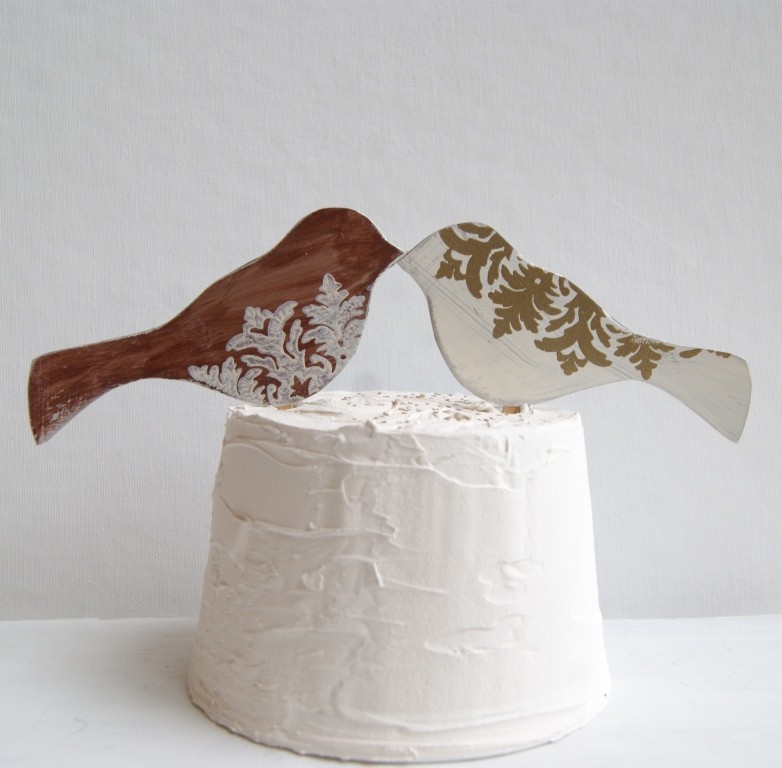 Shabby Chic Bird Cake Toppers from Etsy
