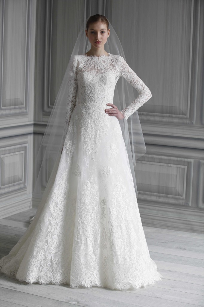 Long Sleeved Lace Wedding Dress by MONIQUE LHUILLIER SS12 - Catherine