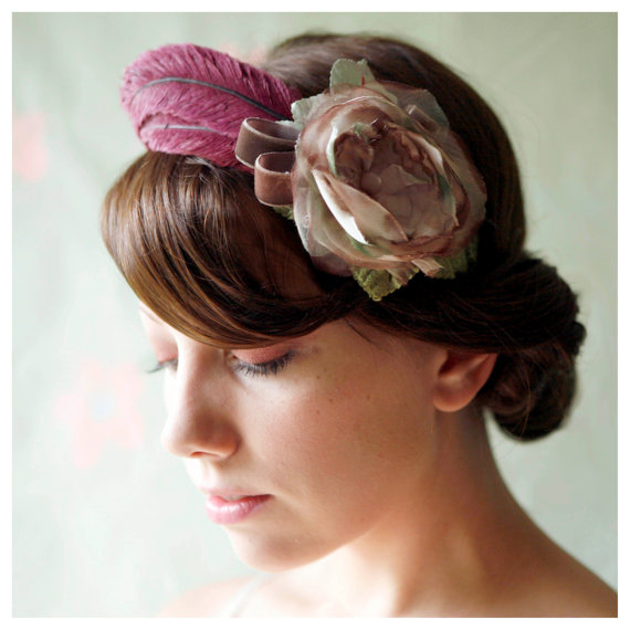 Plum Flower & Feather Bridal Crown - Which Goose 