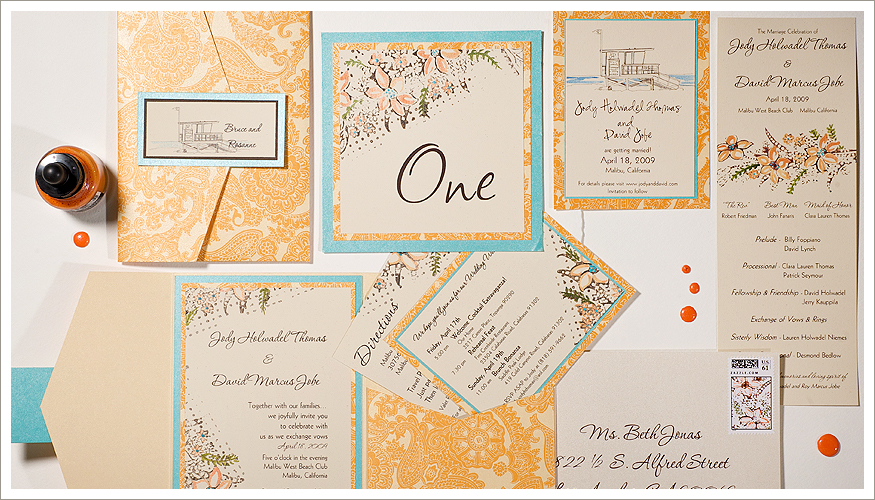 Orange Floral Wedding Stationery by Momental Designs - Vintage Pattern Petals