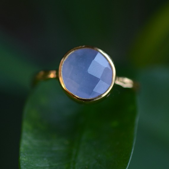 Delezhen Blue Chalcedony Ring