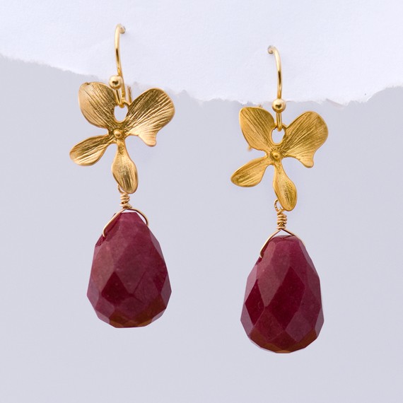 Delezhen Dyed Ruby Earrings