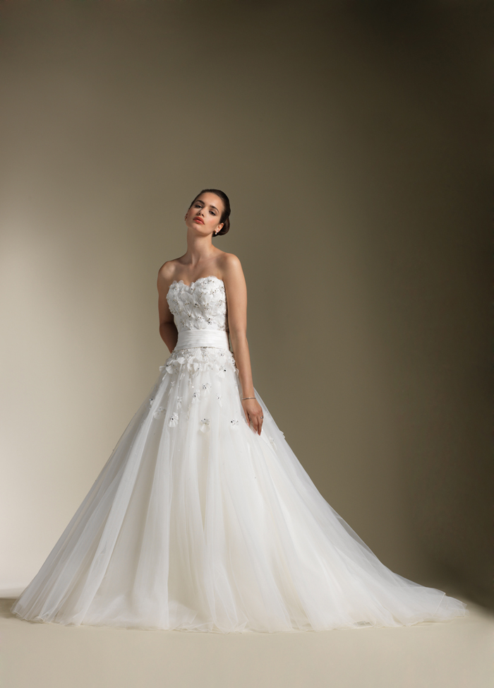 Justin Alexander 8591 Strapless Bridal Gown with Tulle Skirt