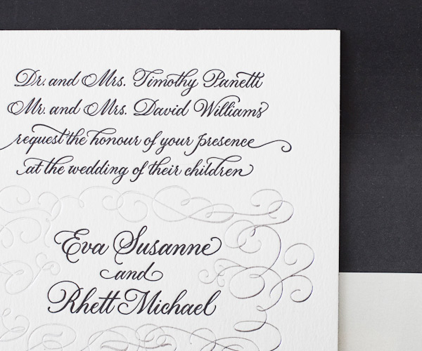 Revival Calligraphy Letterpress Wedding Stationery from Bella Figura