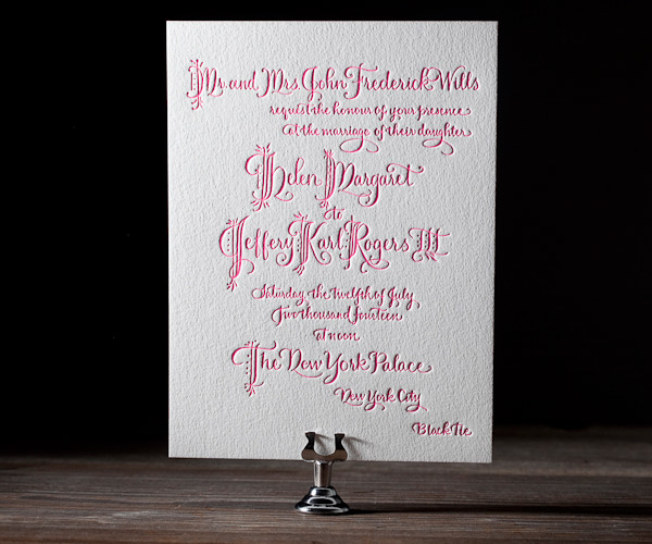 Royal Calligraphy Letterpress Wedding Stationery from Bella Figura