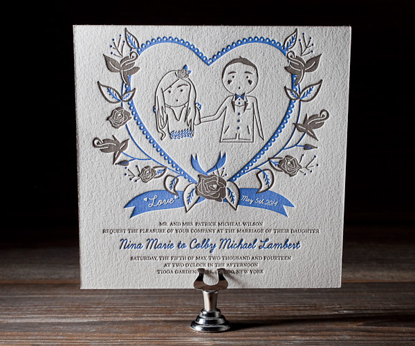 Sweet Heart Letterpress Wedding Stationery from Bella Figura