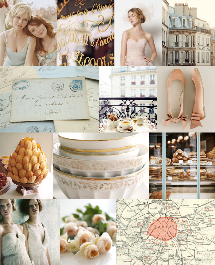 Pale Paris Morning Wedding Inspiration Board on Snippet & Ink