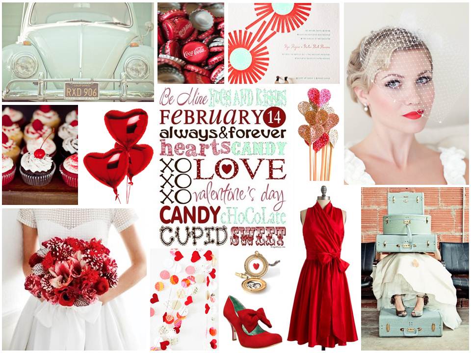 Love is Sweet - Valentines Funky Retro Wedding Inspiration Board