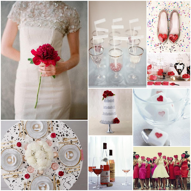 Valentine's Day Wedding Inspiration Board (Red, Pink, Glitter & Black)