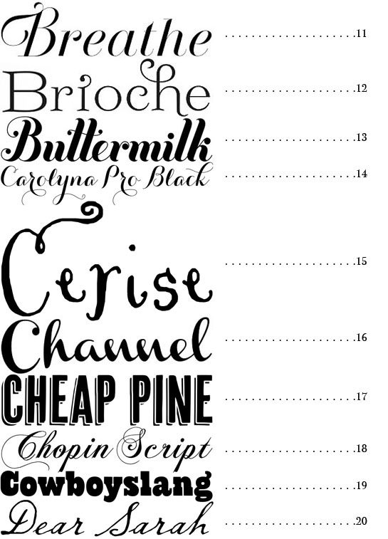 50 fonts for Wedding Stationery from Snippet & Ink