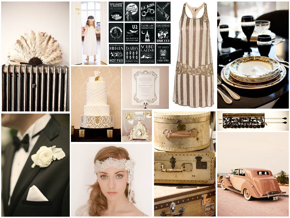 Art Deco Gold, Black & Ivory Wedding Inspiration Board