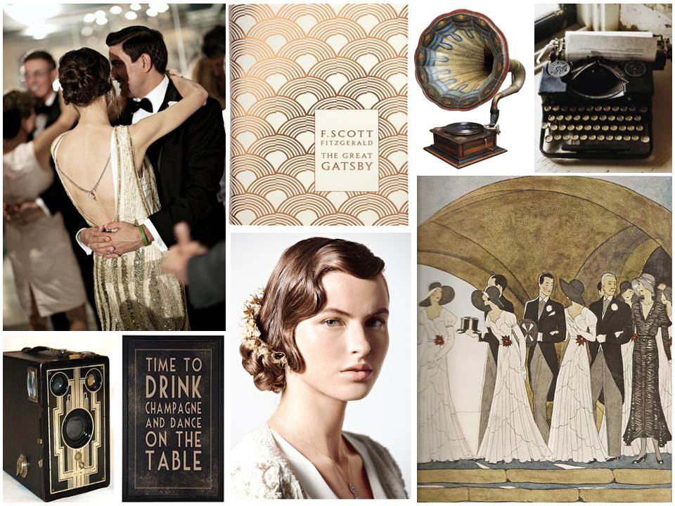The Great Gatsby Gold Black Ivory Mood Board