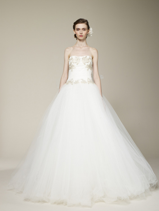 Marchesa Spring 2013 Wedding Dress with Tulle Skirt
