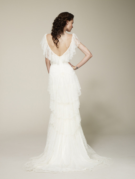 Marchesa Spring 2013 Wedding Dress wtih Capped Sleeves Back