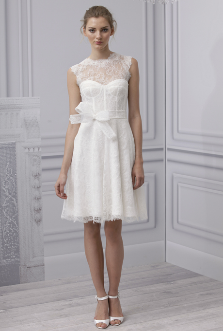 MONIQUE LHUILLIER SS13 Bridal Collection Short Wedding Dress