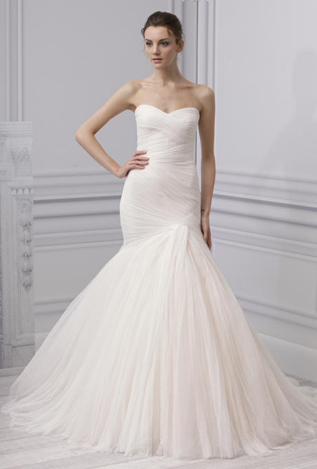 MONIQUE LHUILLIER SS13 Bridal Collection Blush Wedding Dress
