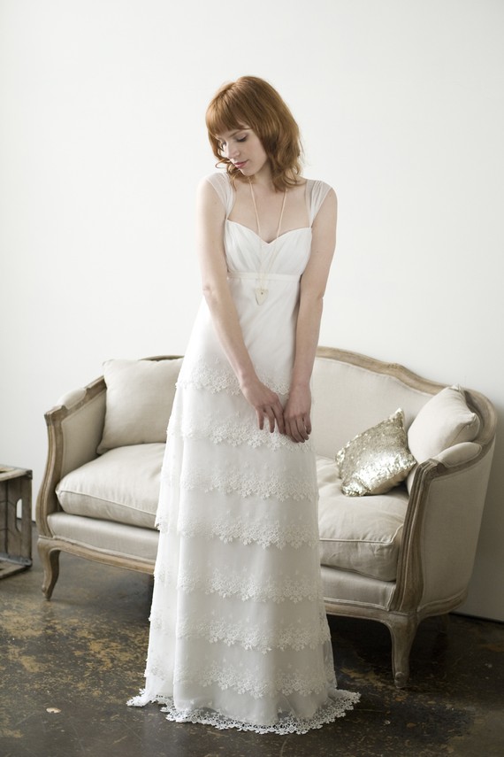 Elizabeth Dye Lace Layered Wedding Dress