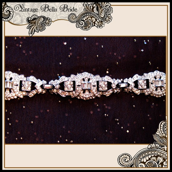 VIntage Bella Bride Art Deco Pave and Baguette Bracelet