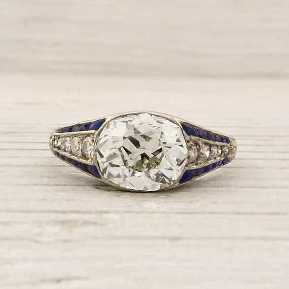 1.79 Carat Old Mine Cushion Cut Diamond Engagement Ring