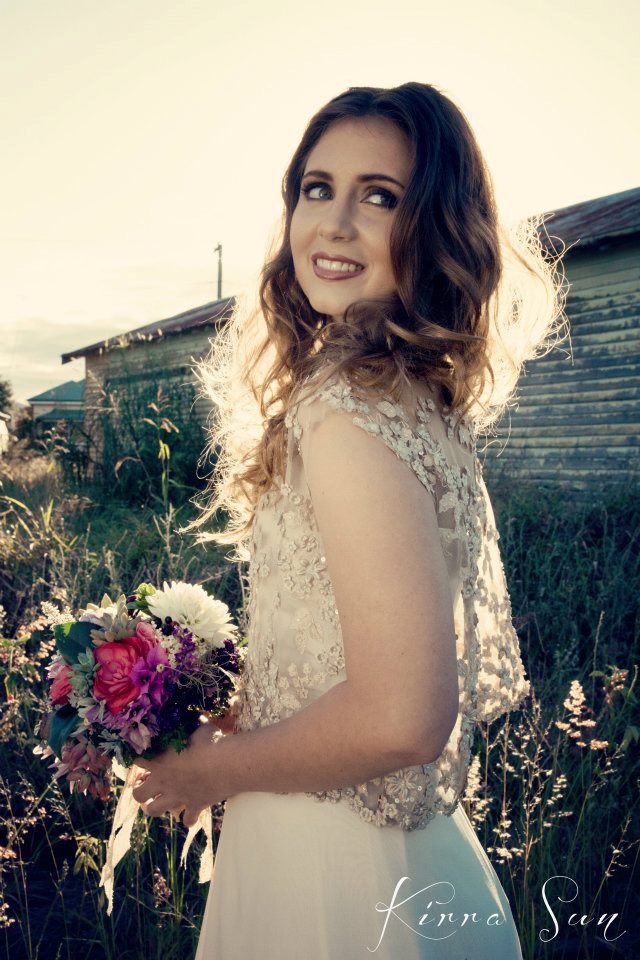 A Beautiful Collaboration by Kirra Sun Photography Dress by Jennifer Gifford, Hair & Makeup by Kylie Eustace from Kylie’s Professional, Floral Design by Julia Rose from Wedding Flowers by Julia Rose