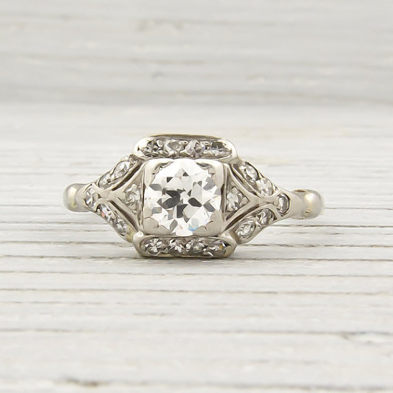 Antique .52 Carat Diamond Art Deco Engagement Ring