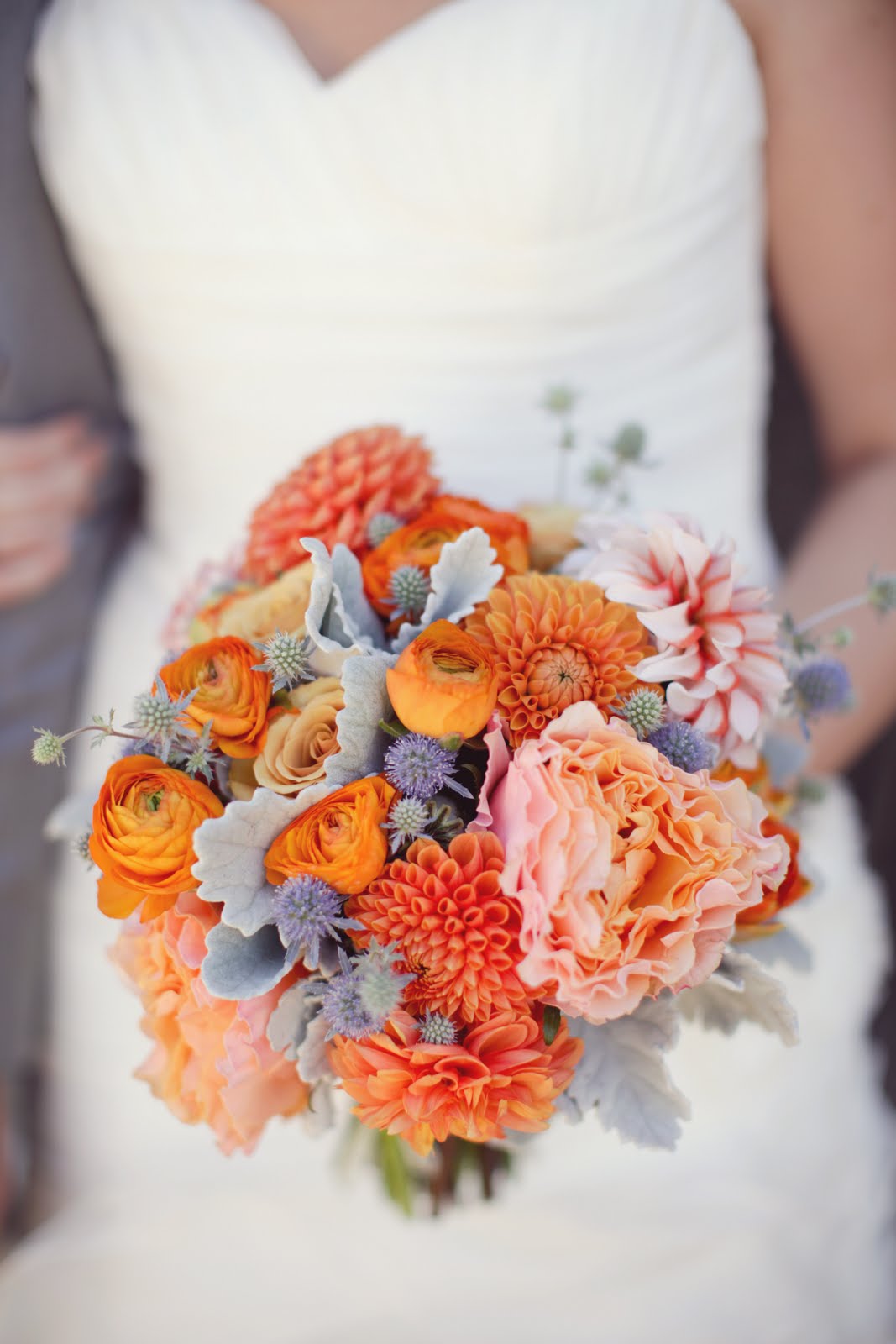 Chic Vivid Orange & Grey Bouquet