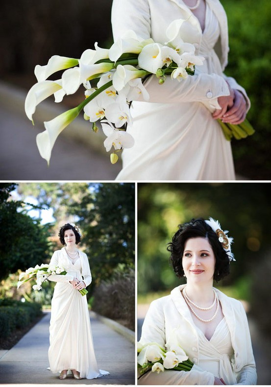 White Cala Lily Art Deco Bouquet