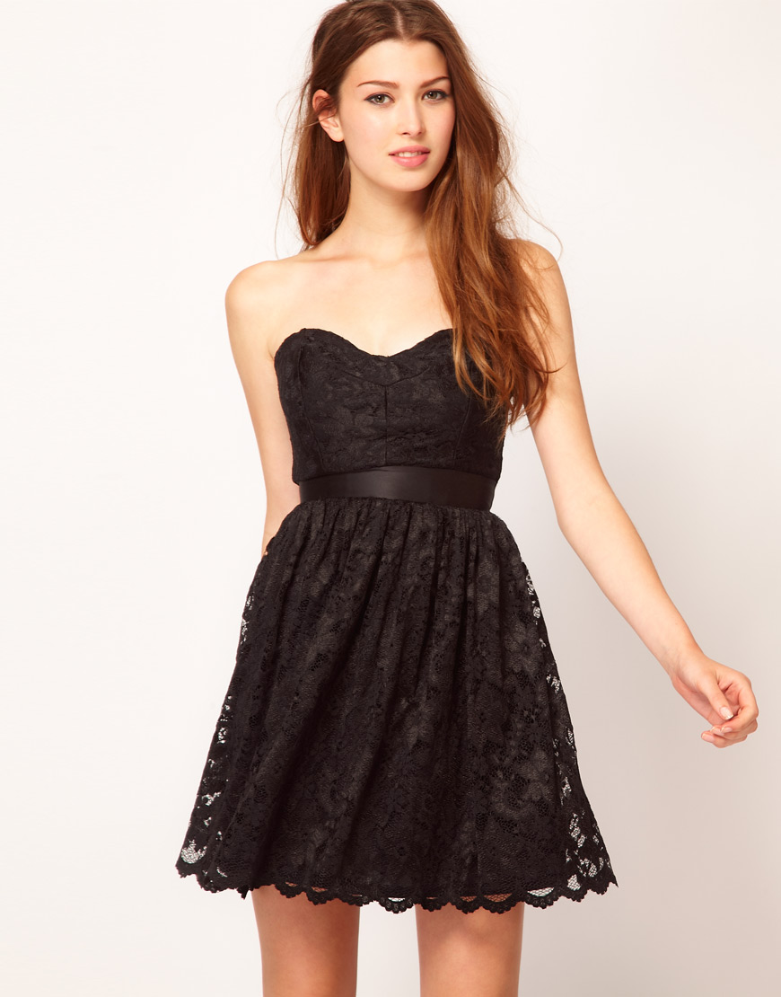 ASOS Black Sweetheart Neck Lace Dress