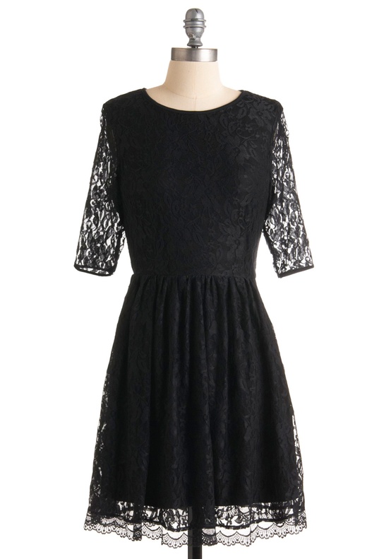 Modcloth - Black Lace Bridesmaids Dress with heart shape cutout back
