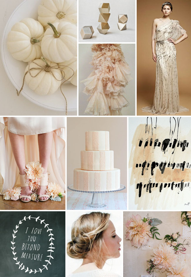 Green Wedding Shoes White Pumpkin & Blush Dahlia Wedding Inspiration Board