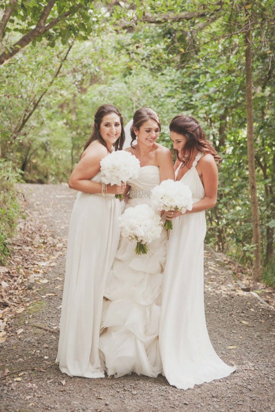 Long Ivory Bridesmaids Dresses