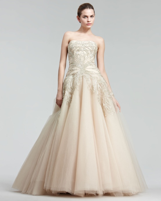 Marchesa Blush Embroidered Princess Gown