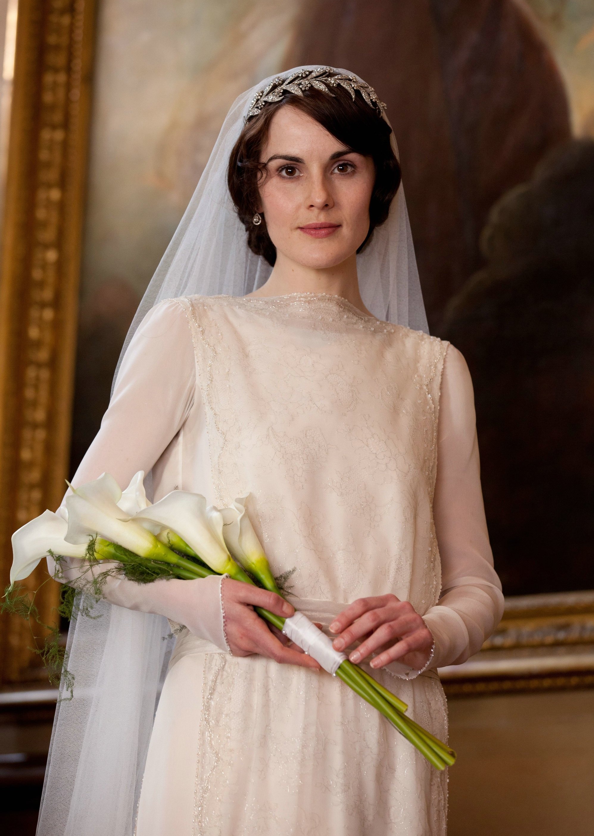 Downton Abbey Series 3 Wedding - Lady Mary's Wedding Dress, Bouquet and Tiara