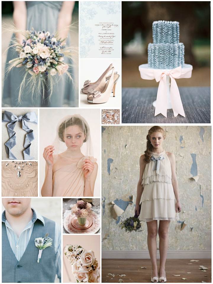 Spring Blush & Dusky Blue Wedding Inspiration Board