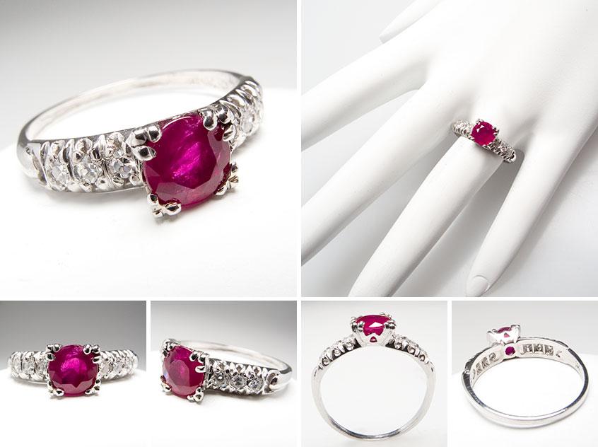 Antique Ruby Diamond Engagement Ring wm7393