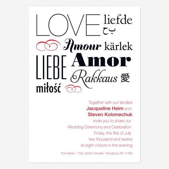 Language Of Love Wedding Invitations from Love vs Design
