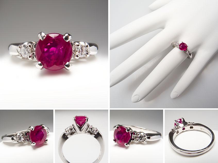 Ruby Diamond Engagement Ring wm7456