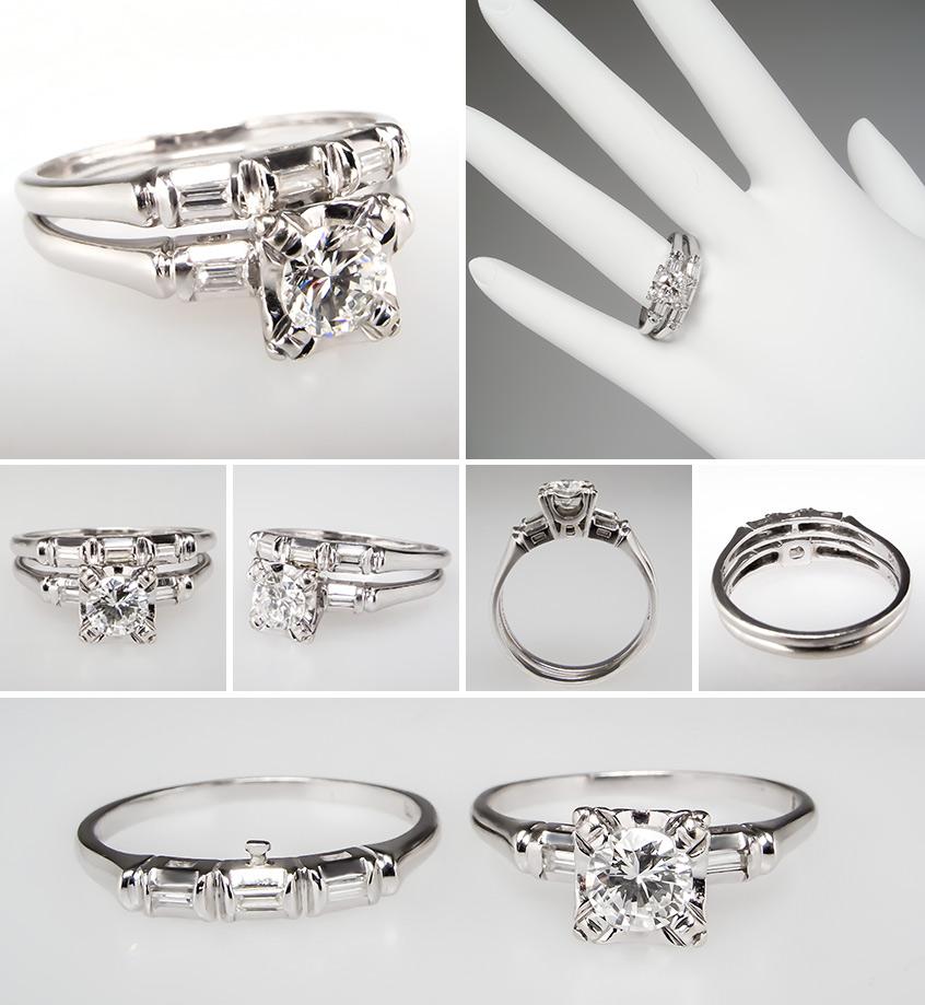 Vintage Engagement Ring and Wedding Bnd Set br0010