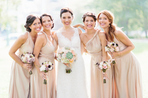 Mismatched Bridesmaids - Same Colour Different Style Dresses