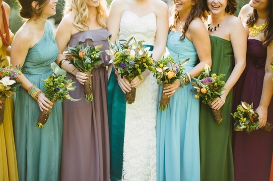 Mismatched Bridesmaids Complimentary Colours