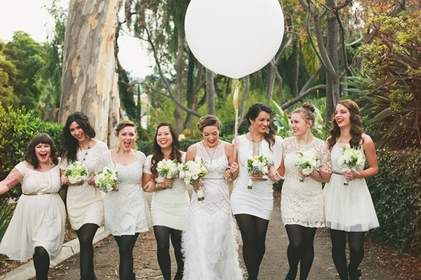 Mismatched Bridesmaids in Ivory