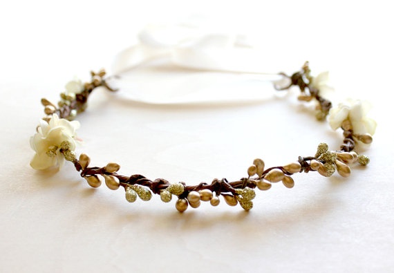 Gold & Ivory Flower Crown