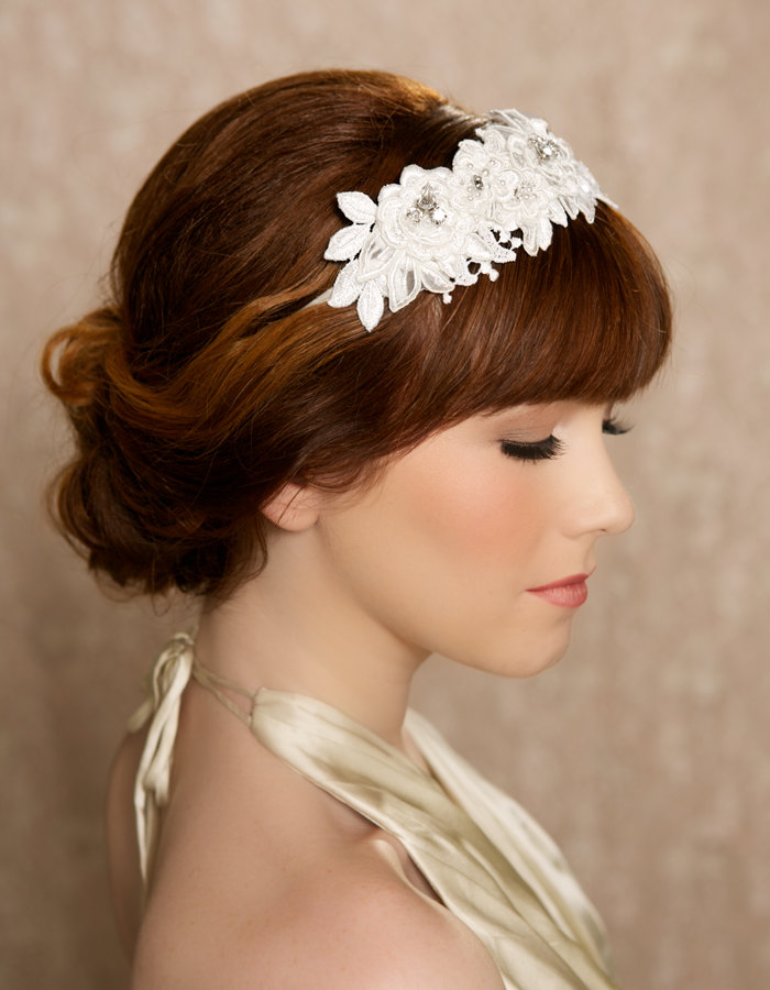 KAYLA Ivory Hair Flowers Headband from Gilded Shadows