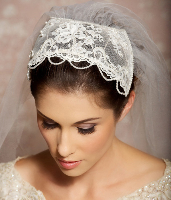 Lace Bridal Juliet Cap Veil from Gilded Shadows
