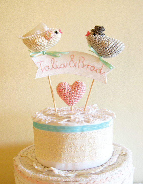Knitted Bird Cake Toppers