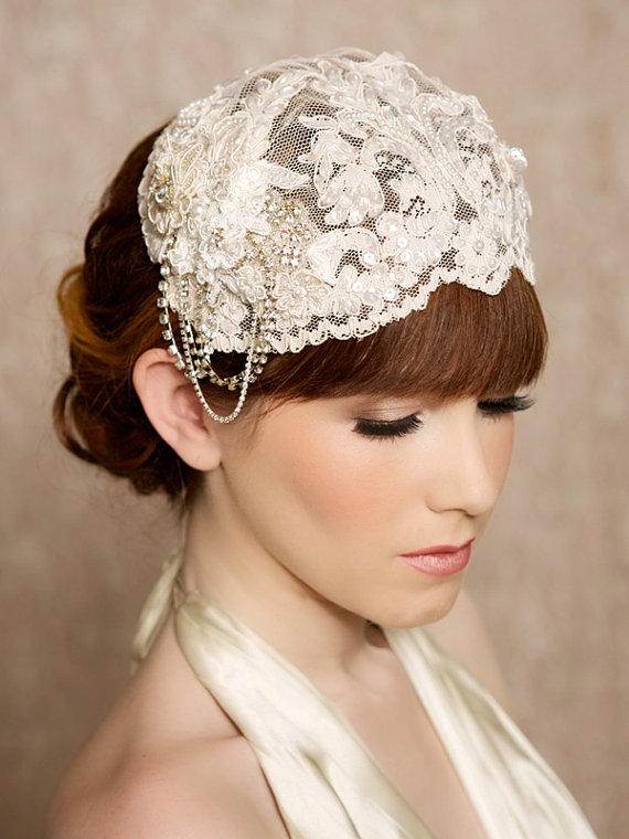 MARLENE Lace Bridal Cap from Gilded Shadows