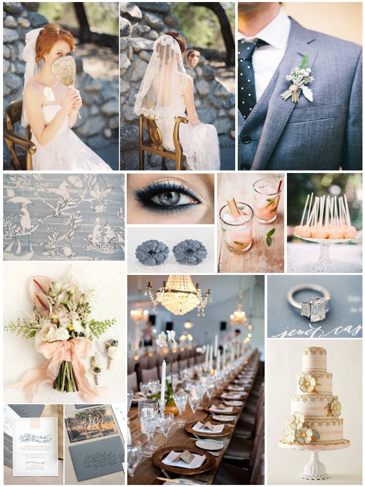 Peach & Blueberry Dream - Dusky Blue & Peach Wedding Inspiration Board